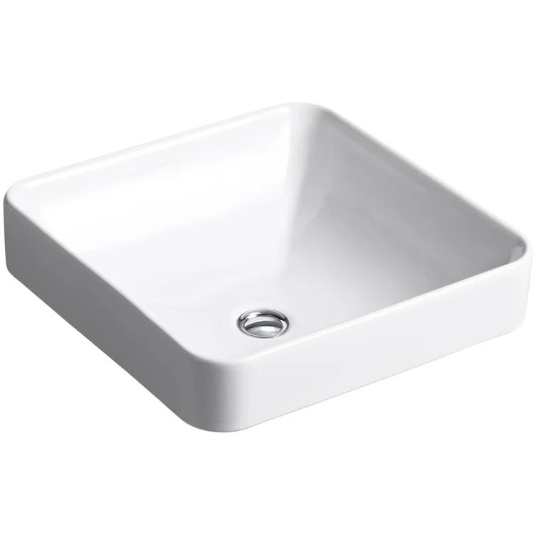 Vox® Ceramic Square Vessel Bathroom Sink with Overflow