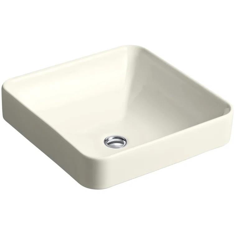Vox® Ceramic Square Vessel Bathroom Sink with Overflow