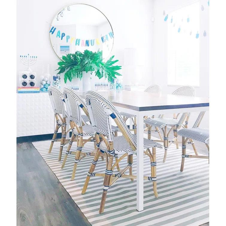 Catamaran Stripe Light Blue/Ivory Handwoven Indoor/Outdoor Rug