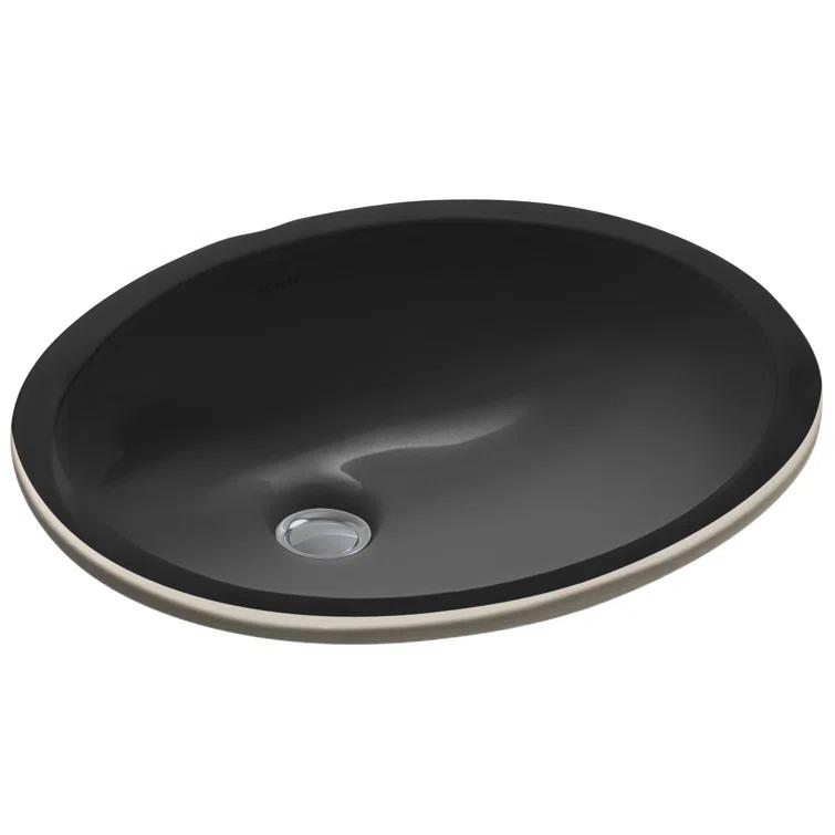 Caxton® Ceramic Oval Undermount Bathroom Sink with Overflow