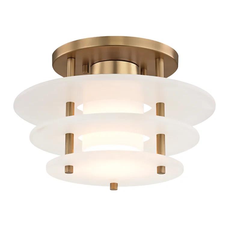 Gatsby Aged Brass LED Flush Mount with Alabaster Shade