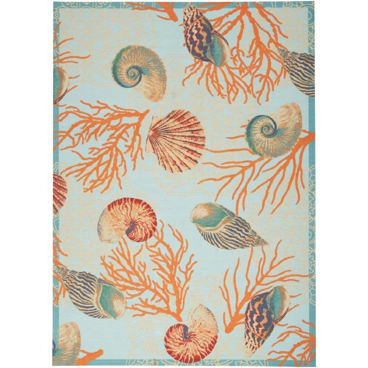 Wav01/Sun & Shade Nature Outdoor Light Blue Area Rug