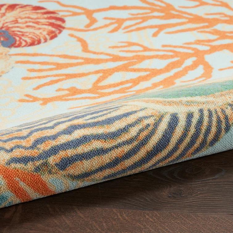 Wav01/Sun & Shade Nature Outdoor Light Blue Area Rug