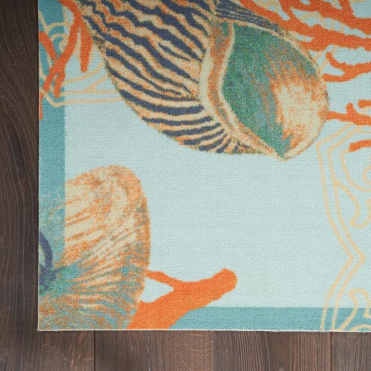 Wav01/Sun & Shade Nature Outdoor Light Blue Area Rug