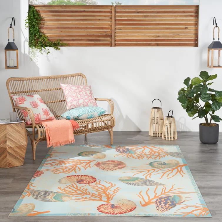 Wav01/Sun & Shade Nature Outdoor Light Blue Area Rug