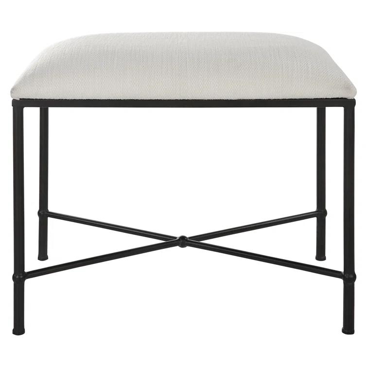 Uttermost Avenham Contemporary Iron and Fabric Small Bench in White/Black