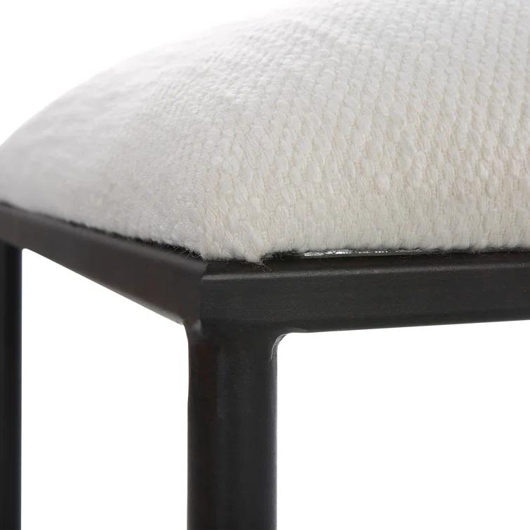 Uttermost Avenham Contemporary Iron and Fabric Small Bench in White/Black
