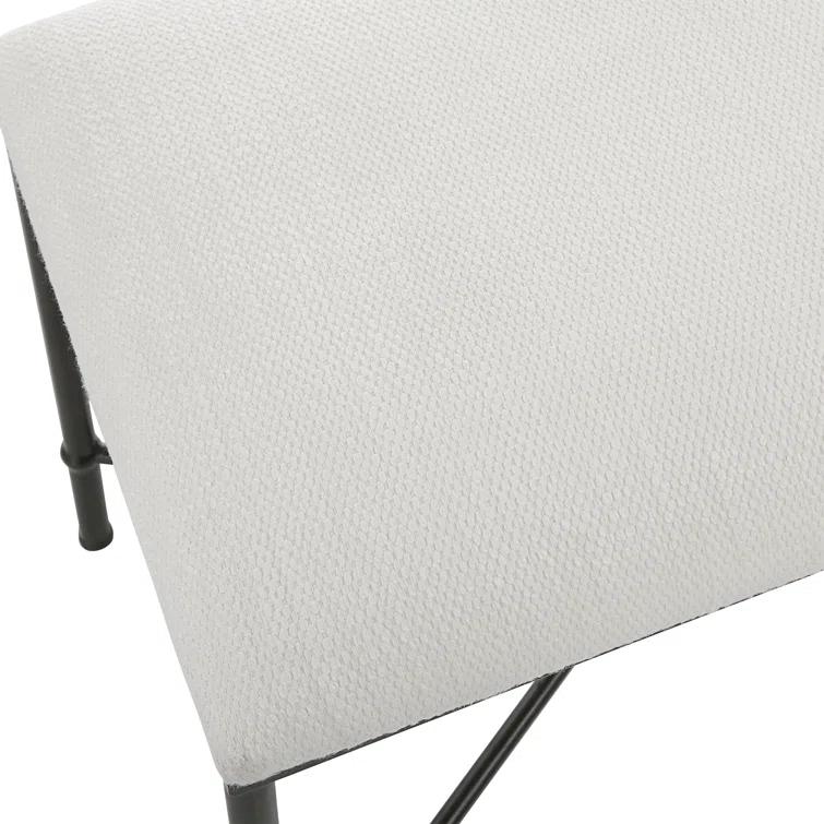 Uttermost Avenham Contemporary Iron and Fabric Small Bench in White/Black