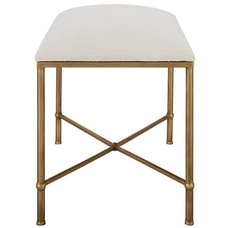 Uttermost Avenham 24" Wide White Fabric Accent Bench