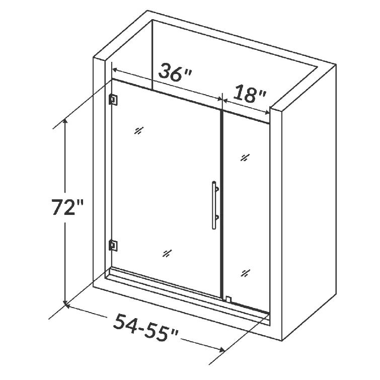 Ultra-E 55'' W x 72'' H Frameless Shower Door