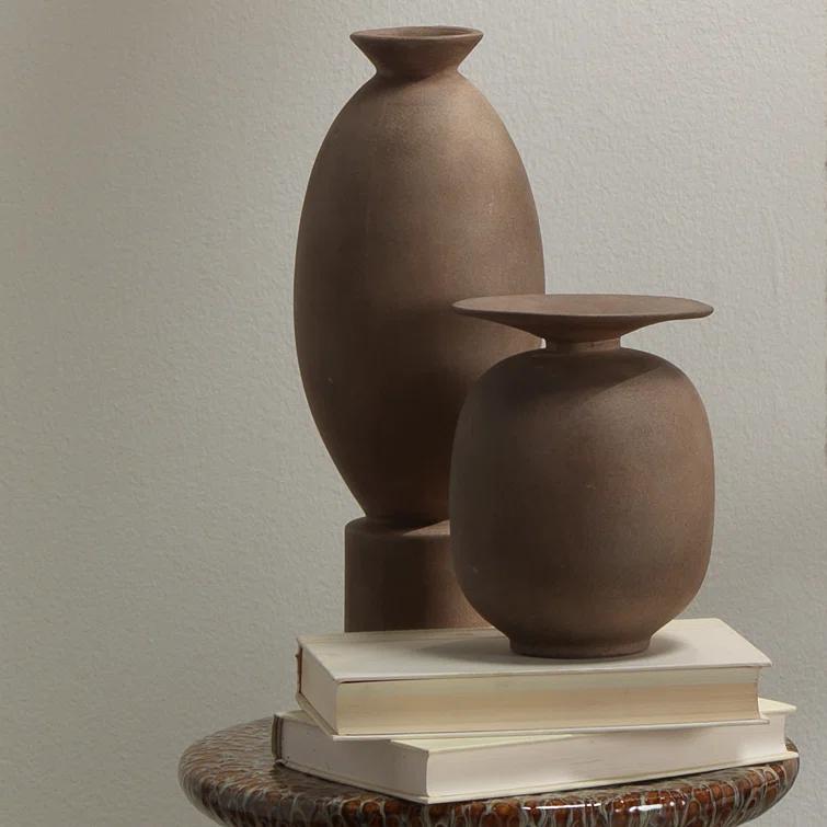 Jamie Young Co Highland Decorative Ceramic Vase In Brown Ceramic
