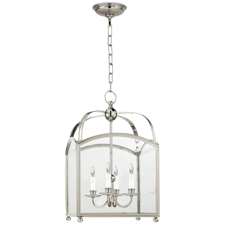 Transitional Arch Top 24" Polished Nickel Lantern Pendant