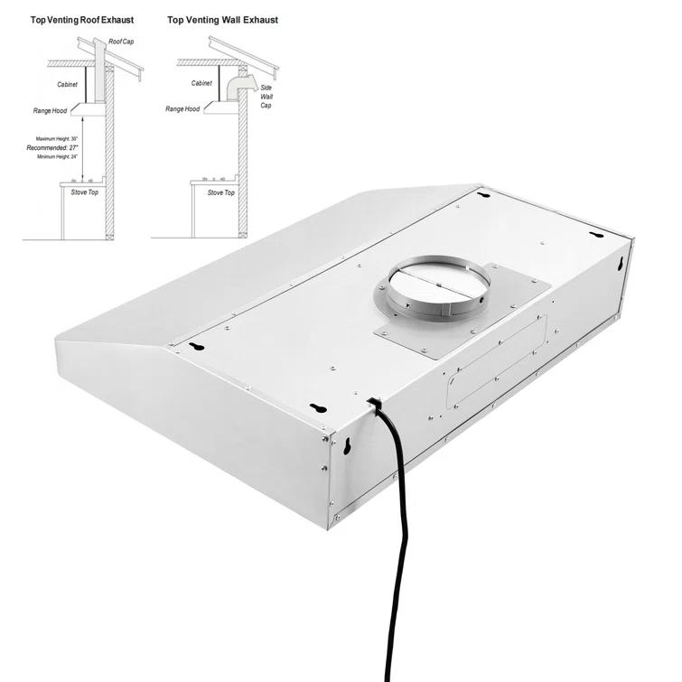 Empava 36" Stainless Steel 500 CFM Ducted (Vented) Wall Range Hood with Baffle Filter