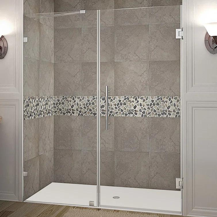 Nautis 72" H Hinged Frameless Shower Door
