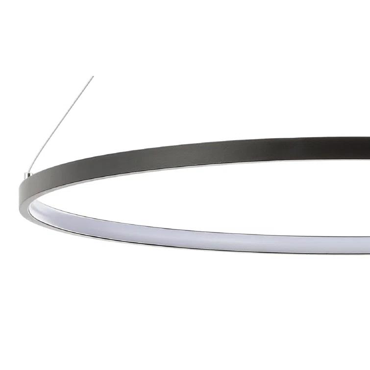 Circulo 35" Metal Round Modern Contemporary LED Integrated Pendant, Black