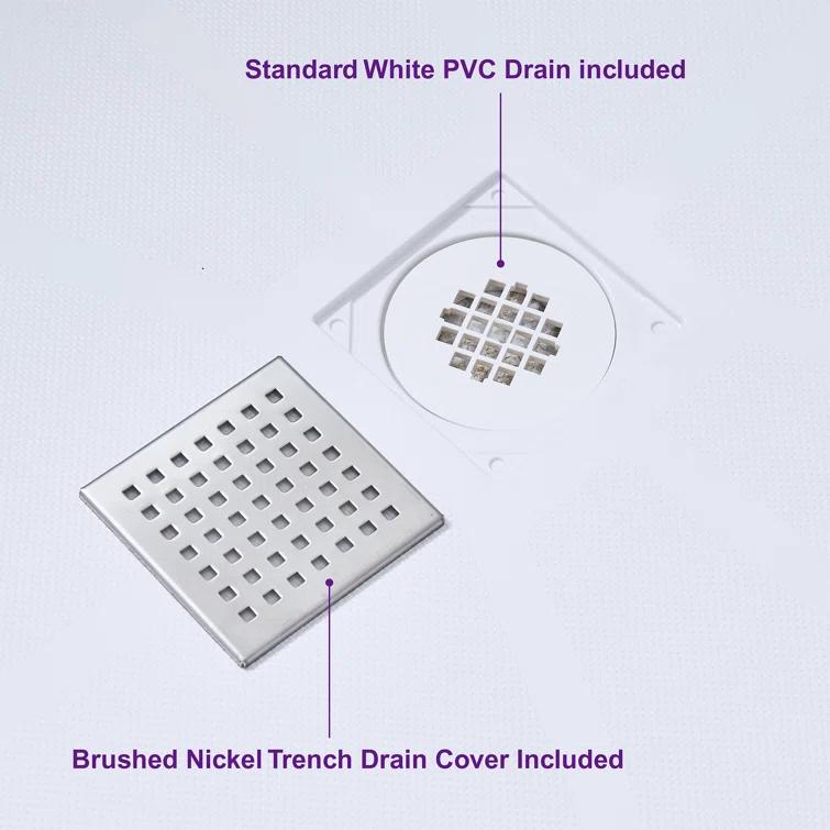 36" Solid Surface Square Single Threshold Shower Pan Base with Drain Assembly & Drain Cover Included, Non-Slip
