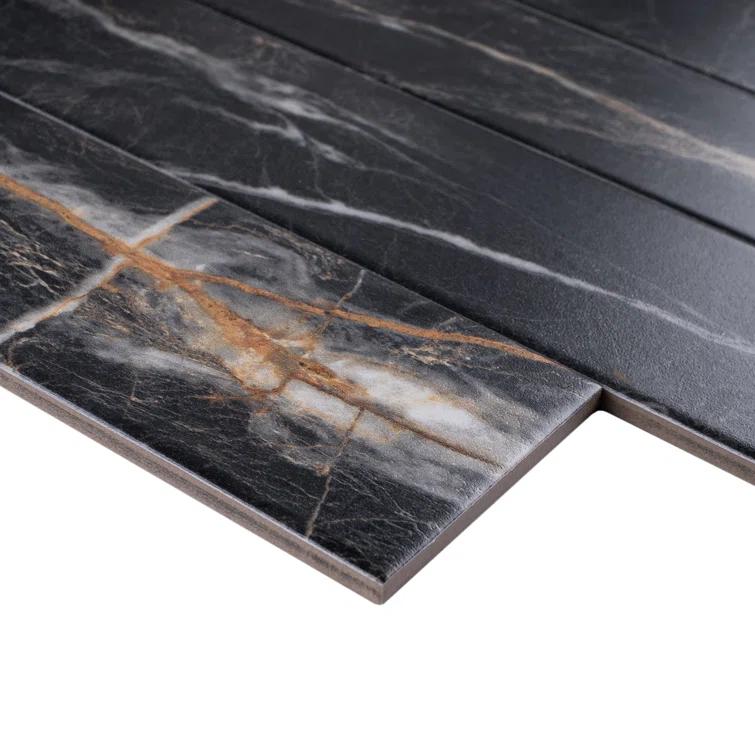 Pulpis 3" x 13" Beveled Porcelain Marble Look Subway Wall & Floor Tile