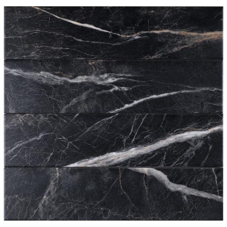 Pulpis 3" x 13" Beveled Porcelain Marble Look Subway Wall & Floor Tile