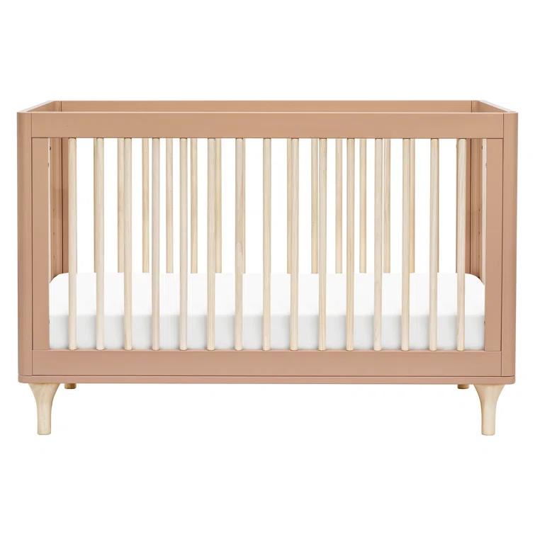 Babyletto Lolly Canyon Pink & Washed Natural Wood 3-in-1 Convertible Baby Crib with Toddler Bed Conversion Kit