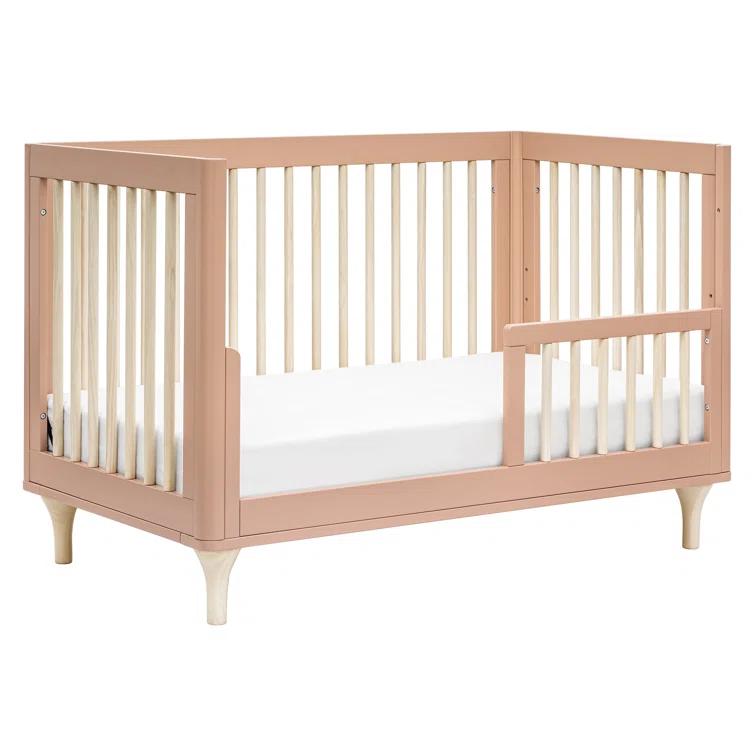 Babyletto Lolly Canyon Pink & Washed Natural Wood 3-in-1 Convertible Baby Crib with Toddler Bed Conversion Kit