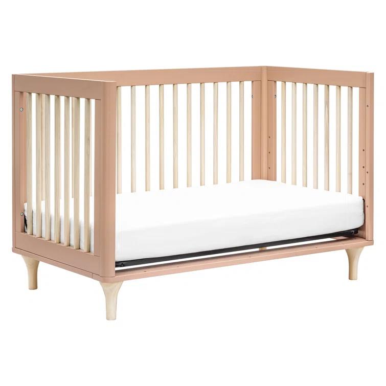 Babyletto Lolly Canyon Pink & Washed Natural Wood 3-in-1 Convertible Baby Crib with Toddler Bed Conversion Kit