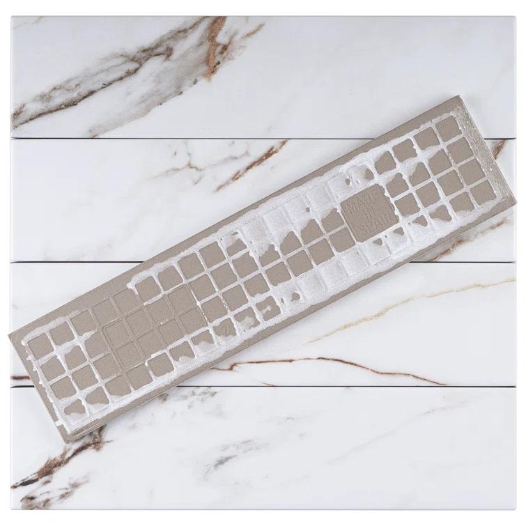 Elegance Gold Subway 3.15 in. x 12.99 in. Matte Porcelain Marble look Floor and Wall Tile (9.04 sq. ft./Case)
