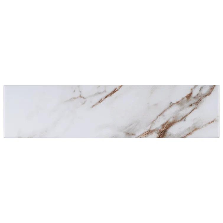 Elegance Gold Subway 3.15 in. x 12.99 in. Matte Porcelain Marble look Floor and Wall Tile (9.04 sq. ft./Case)