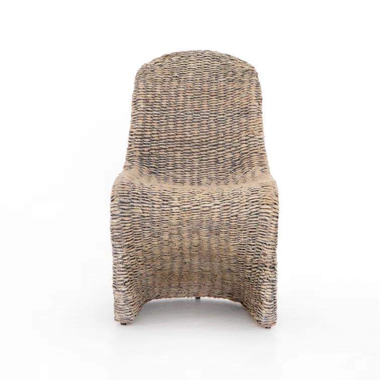 Portia Contemporary Gray Wash Rattan Side Chair