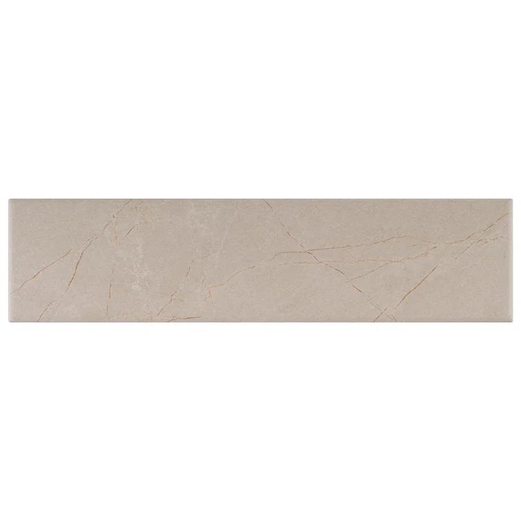Pulpis 3" x 13" Beveled Porcelain Marble Look Subway Wall & Floor Tile