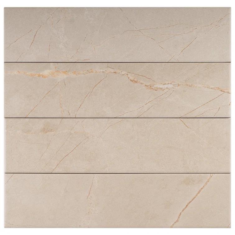 Pulpis 3" x 13" Beveled Porcelain Marble Look Subway Wall & Floor Tile