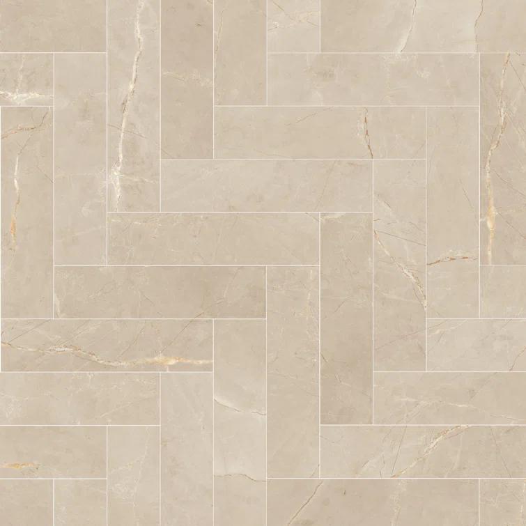 Pulpis 3" x 13" Beveled Porcelain Marble Look Subway Wall & Floor Tile
