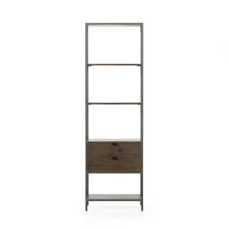 Auburn Poplar and Raw Iron 2-Drawer Bookcase