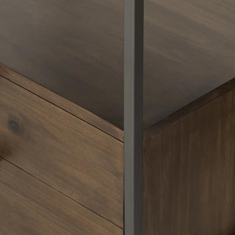 Auburn Poplar and Raw Iron 2-Drawer Bookcase