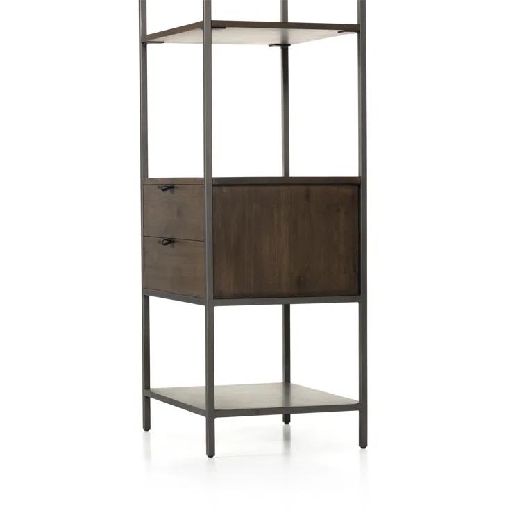 Auburn Poplar and Raw Iron 2-Drawer Bookcase