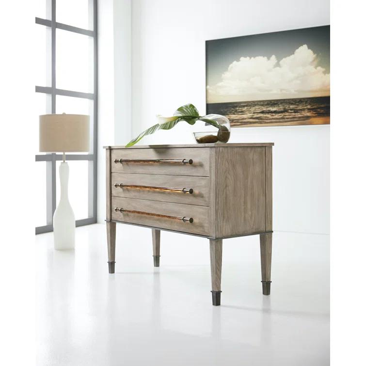 Transitional Melange 3-Drawer Light Wood Dresser with Dovetail Drawers