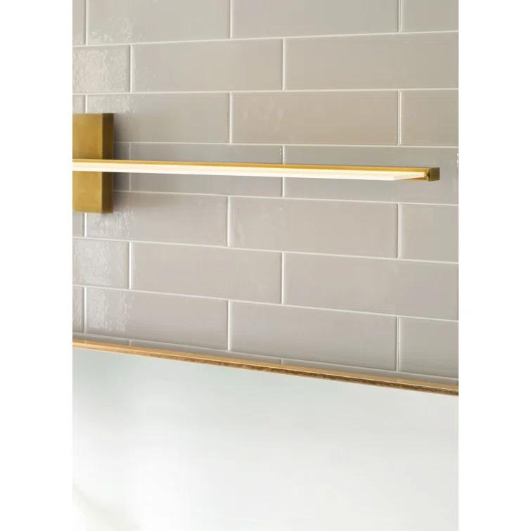 Sleek 46.8" Plated Brass LED Vanity Light with Acrylic Shade