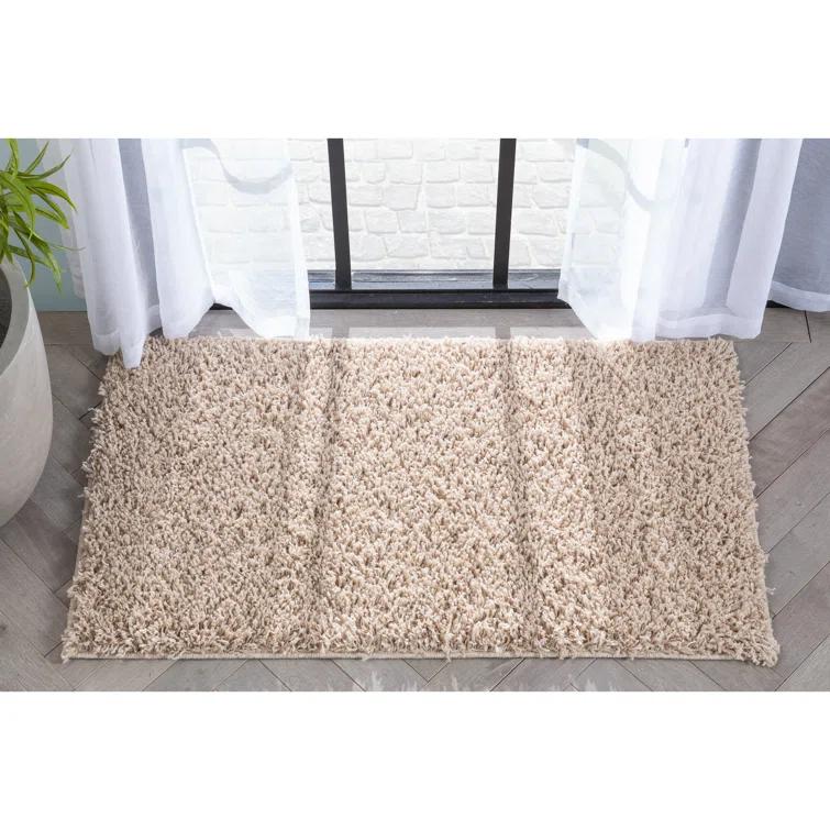 Berte Modern Solid Beige Textured Shag Rug