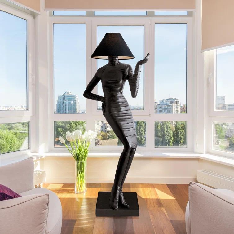 Design Toscano Mademoiselle 76'' Black Traditional Floor Lamp