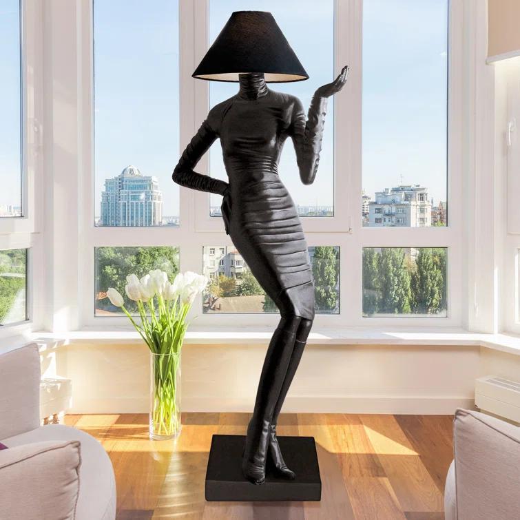 Design Toscano Mademoiselle 76'' Black Traditional Floor Lamp