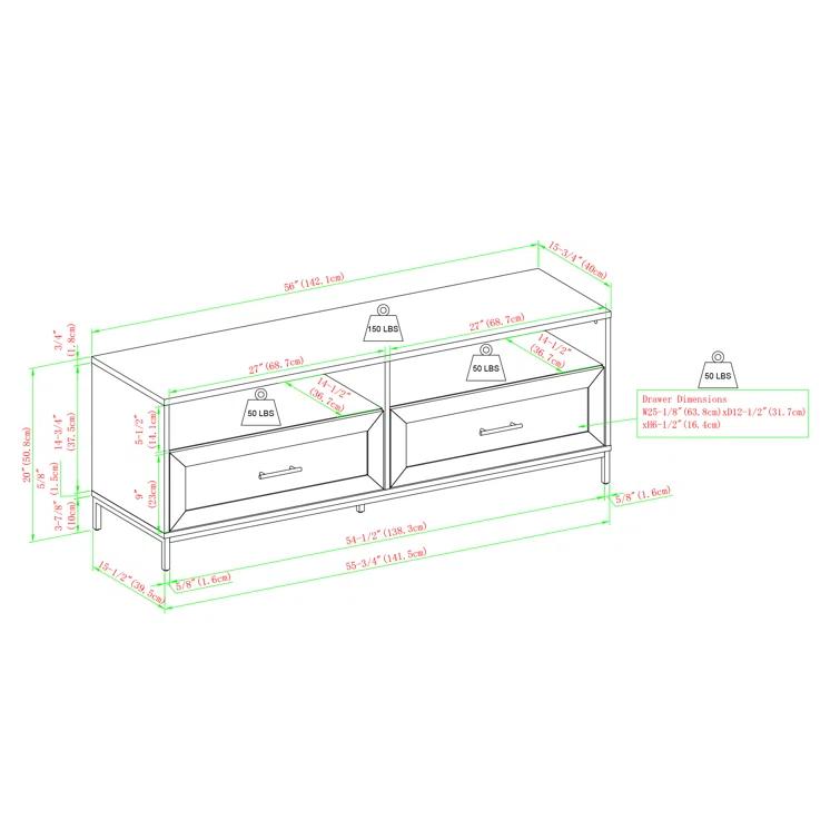 Braxten 58" 2-Drawer TV Stand for TVs up to 60"