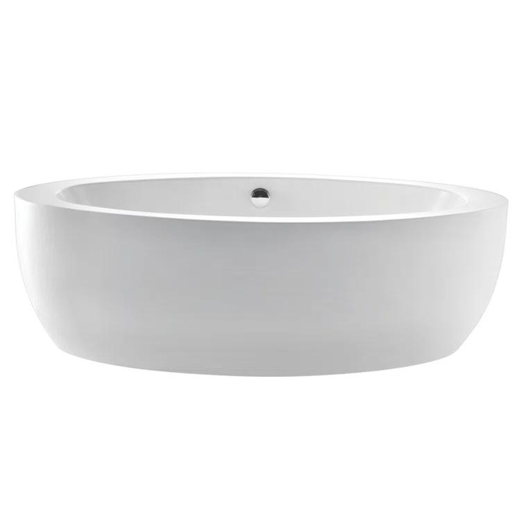 Kingston Brass Aqua Eden 72-Inch Acrylic Oval Double Ended Freestanding Tub with Drain