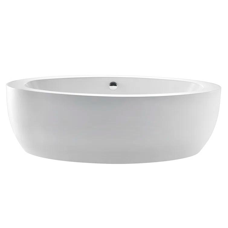 Kingston Brass Aqua Eden 72-Inch Acrylic Oval Double Ended Freestanding Tub with Drain