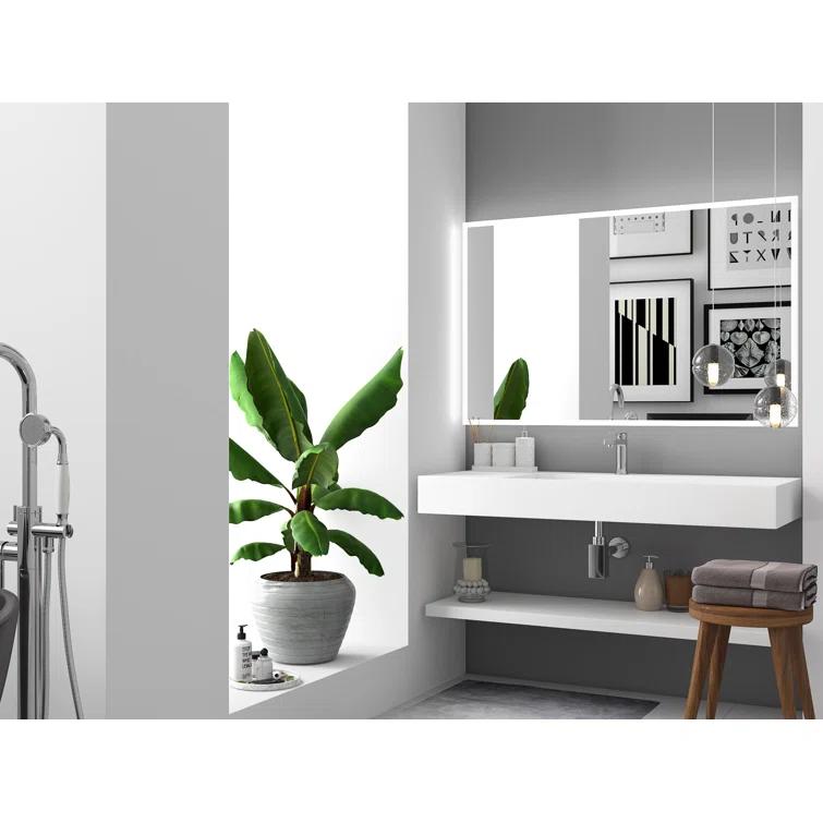 Juniper 48 inch Modern Rectangular Wall Mounted Bathroom Sink with Concealed Drain