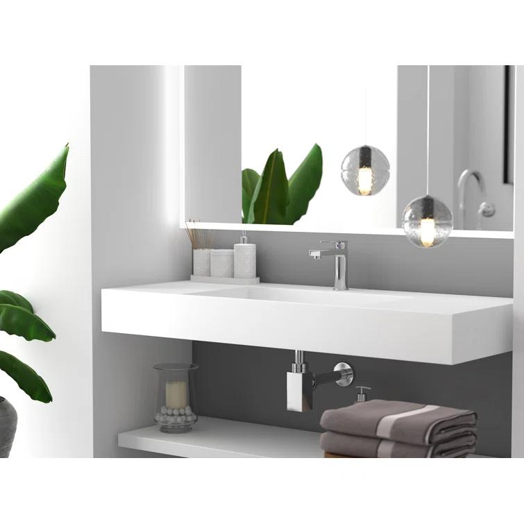 Juniper 48 inch Modern Rectangular Wall Mounted Bathroom Sink with Concealed Drain