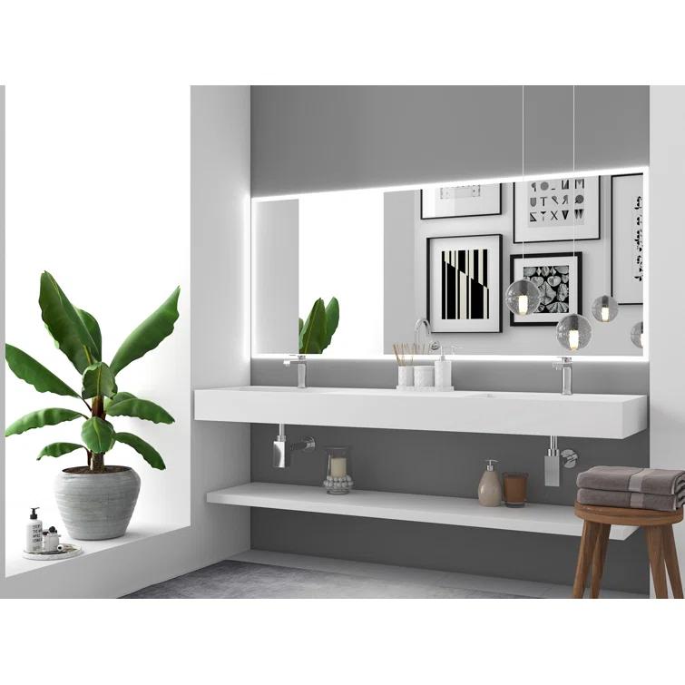 Juniper 72" Rectangular Modern Wall-Mounted Bathroom Sink with Concealed Drain Plate