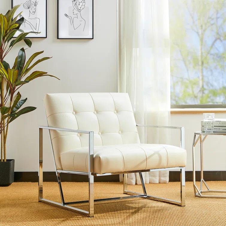 Siebo 30'' Wide Tufted Cream Armchair