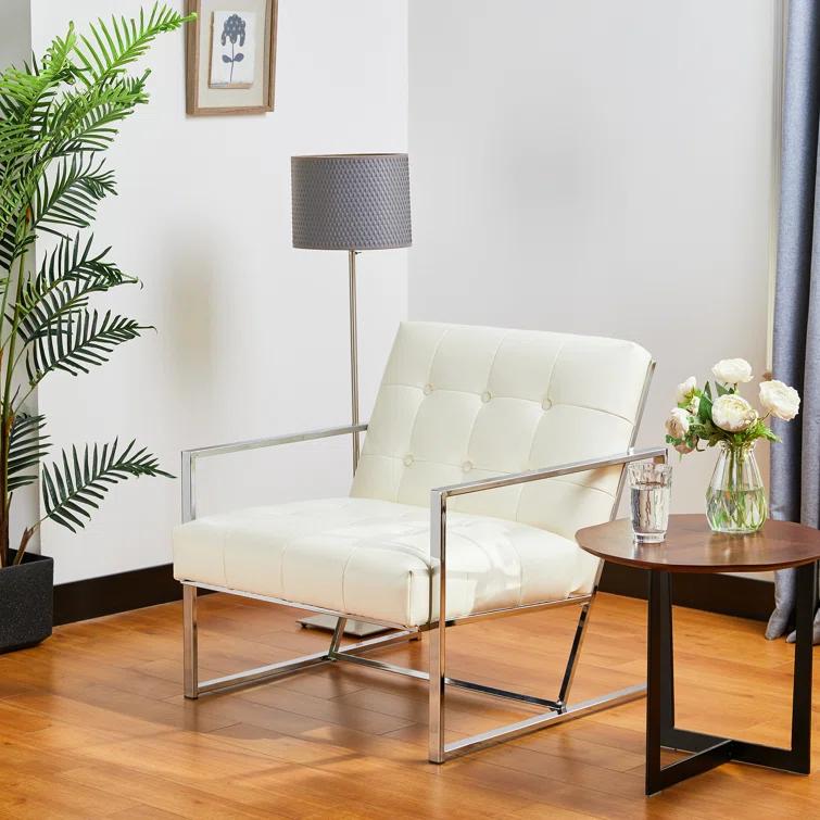 Siebo 30'' Wide Tufted Cream Armchair