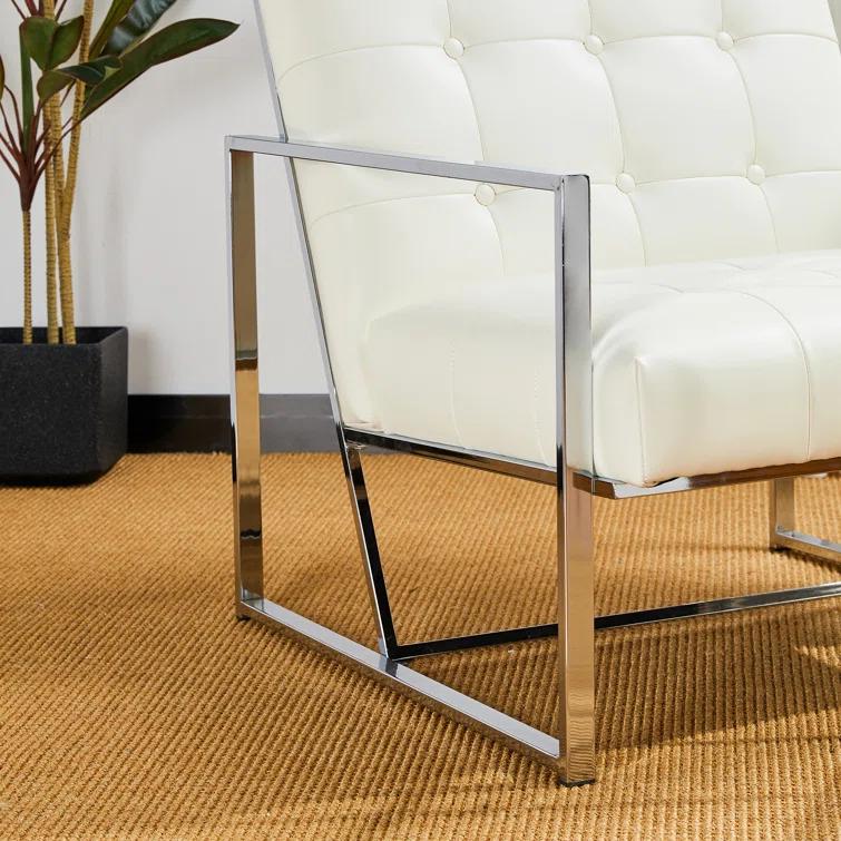 Siebo 30'' Wide Tufted Cream Armchair