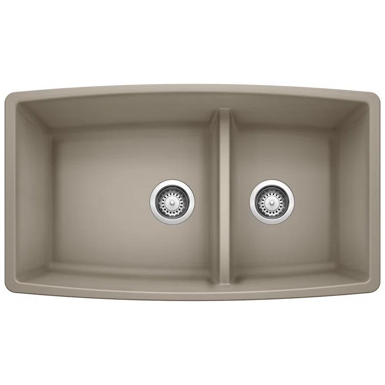 Performa SILGRANIT 33" L x 19" W Double Bowl Undermount Kitchen Sink