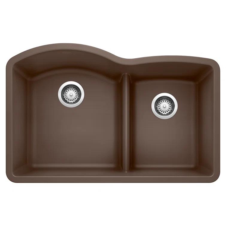 Diamond SILGRANIT 32" 60/40 Double Bowl Undermount Kitchen Sink with Low Divide